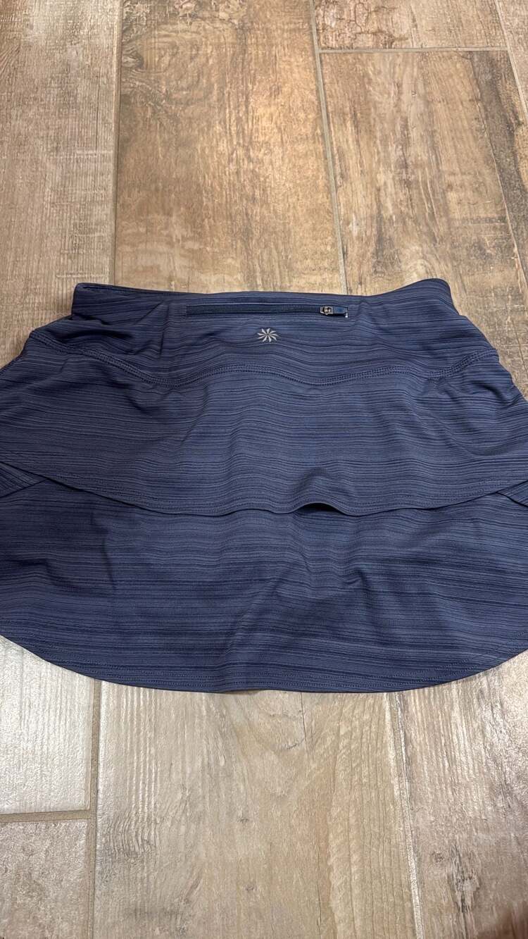 Athleta Swagger Skort Navy Blue Heathered Tiered Active Tennis